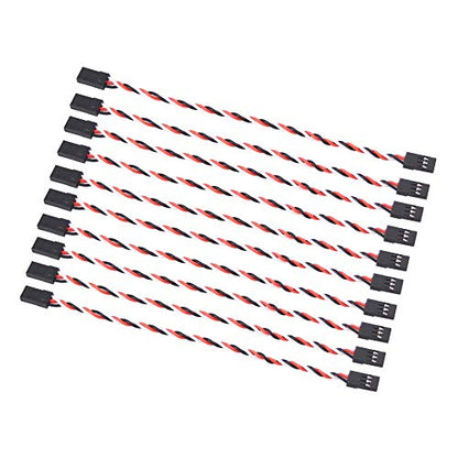 10pcs Servo Extension 30 Cords 26awg Cable 15cm Male to Male Twisted Wire for Futaba JR(C60-10)