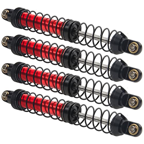 4Pcs Vgoohobby Metal Shocks Absorber Adjustable Dampers Compatible with Axial SCX10 Traxxas TRX4 D90 90046 Redcat Gen7 1/10 RC Crawler Car (Red,110mm)