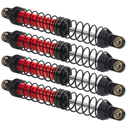 4Pcs Vgoohobby Metal Shocks Absorber Adjustable Dampers Compatible with Axial SCX10 Traxxas TRX4 D90 90046 Redcat Gen7 1/10 RC Crawler Car (Red,110mm)