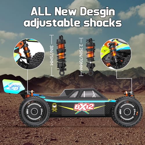 ZD Racing 1:12 Brushless Fast Rc Cars for Adults Fast 42 MPH,Off Road Rc Car 4X4,Remote Control Car for Adults 4WD High Speed Racing RC Buggy with 3S 2200 mAh Truck Suitable for Gifts - color: Green