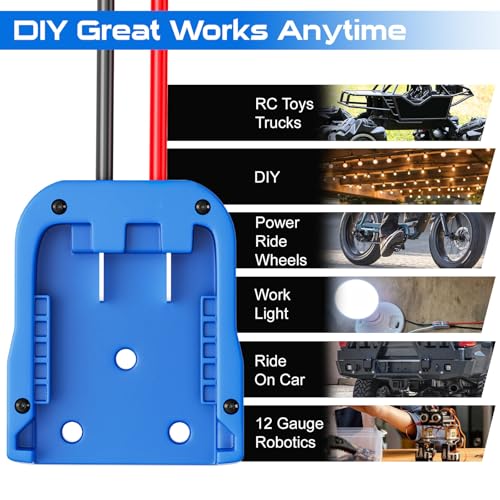 Battery Adapter Compatible for Kobalt 24V Battery | Dock Power Connector for Rc Car Rc Toy 12 Gauge Robotics with Wire Terminals - color: BLUE02