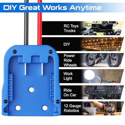 Battery Adapter Compatible for Kobalt 24V Battery | Dock Power Connector for Rc Car Rc Toy 12 Gauge Robotics with Wire Terminals - color: BLUE02