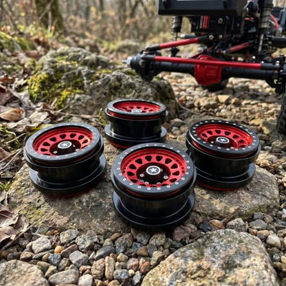 VBESTLIFE 4 PCS 2.9 Inch Wheels 12 Hole Alloy Wheels, 1/6 RC Car Wheels for AXAIL SCX6 1/6 RC Car - color: Red
