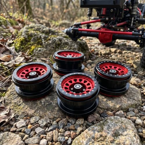 VBESTLIFE 4 PCS 2.9 Inch Wheels 12 Hole Alloy Wheels, 1/6 RC Car Wheels for AXAIL SCX6 1/6 RC Car - color: Red