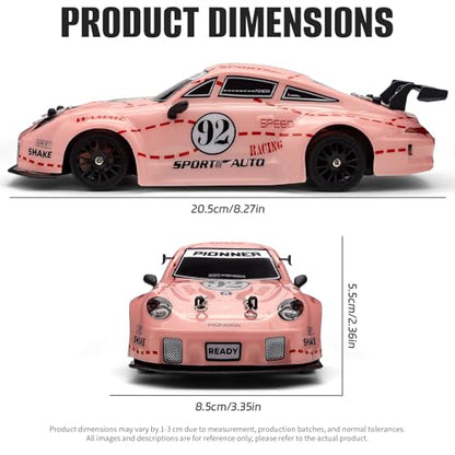 RC Drift Car, 1:24 Scale Remote Control Cars Vehicle for Kids, 2.4GHz 20KM/H 4WD High Speed RC Cars with LED Light Two Batteries & Drifting Tires Racing Sport Toy Car for Adults Boys Girls ZG01-Pink - style: ZG01-Pink
