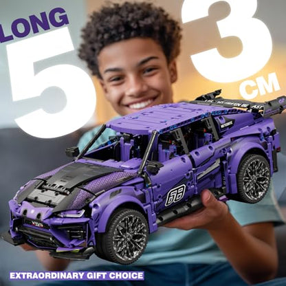 Remote Control Building Car, Compatible with Technic Car, 1:8 21in Dynamic | 2375 Pieces with Motors Rechargeable Battery, Large Size SUV Construction Building Toy for Adults Teens Aged 12+