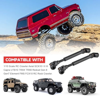 2pcs Hobbyfire 1/10 RC Crawler Drive Shafts Steel Universal Joint Driveshaft Heavy Duty for Axial SCX10 II III TRX4 Redcat Gen8 Gen7 Element Upgrades Parts(119-178mm) - style: 119-178mm