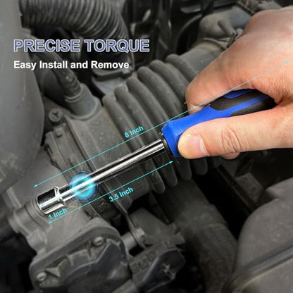 7-Piece SAE Nut Driver Set | 3/16, 1/4, 5/16, 11/32, 3/8, 7/16, 1/2 Inch Hex Nut Driver Set, 3.5 Inch (1 Inch Hollow, 2.5 Inch Solid) Shaft Nut Driver
