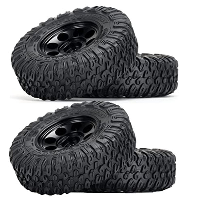 4PCS 1.55inch Tyres Beadlock Plastic Wheel Rims Hub Rubber Tires Set Compatible with 1:10 RC Crawler Axial AX90069 D90 TF2 Tamiya CC01 LC70 MST JIMNY (Black) - color: 85mm-black