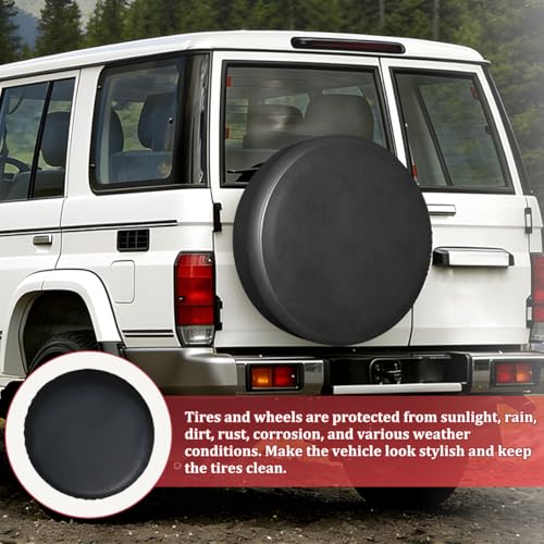 Car Spare Tire Cover, 14 Inch Leather Waterproof Dust-Proof Vehicle Spare Wheel Protector, Automotive Tough Tire Protection Cover, Universal for SUV Automobile Truck - size: 14"