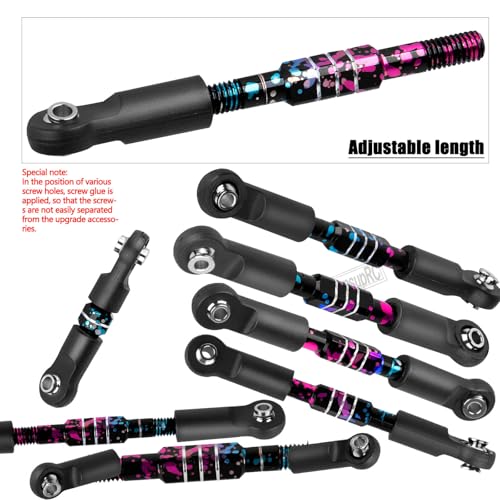 RC Upgrades Part Adjustable Turnbuckles Camber Links Toe Link for 1/10 Slash 4X4 4WD VXL.Alloy Front&Rear Link Set,Colour - color: Colour(for 1/10)