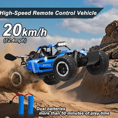 Remote Control Car RC Cars 1:16 All Terrain Monster Truck LED Headlights, Outdoor 2WD Off Road Hobby RC 2.4GHz High Speed, 20Km/h RC Car Toys Gift for Kids Boys 3 4 5-12 (Blue) - color: Blue