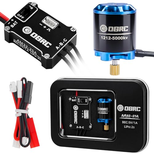 OGRC 25A Brushless ESC & 1212 Sensorless Outrunner Motor Combo for SCX30 | 5000KV Brushless Motor, Supports 2S LiPo Battery, Built-in BEC, for Axial 1/30 RC Crawler Car