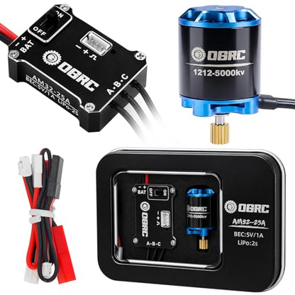 OGRC 25A Brushless ESC & 1212 Sensorless Outrunner Motor Combo for SCX30 | 5000KV Brushless Motor, Supports 2S LiPo Battery, Built-in BEC, for Axial 1/30 RC Crawler Car