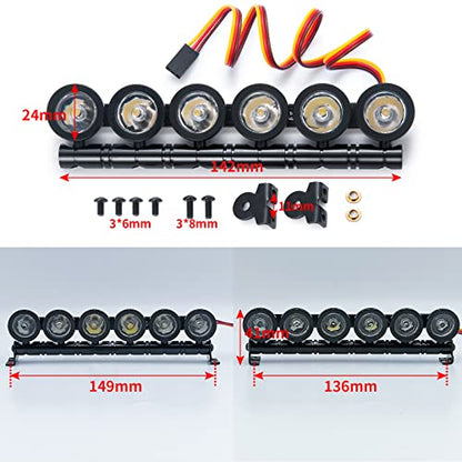 RC Car LED Light Bar Headlight Roof Lamp Kit 6 LEDs Body Shell Roof Lights for TRX4 SCX10 90027 SCX10 II 90046 D90 1/10 RC Rock Crawler Car Upgrades (Multicolor) - color: Multicolor