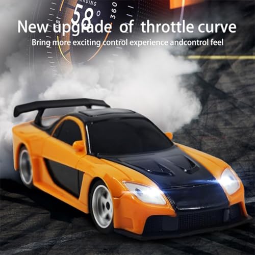 1/43 Scale RC Drift Car, 2.4GHz Full Proportional Mini Racing Car with Lights, 4WD Electric RTR Remote Control Car, Includes Drift & Racing Tires, Traffic Cones, USB Charger,（RTR/Rally Blue） - color: Rally Blue, size: RTR Version