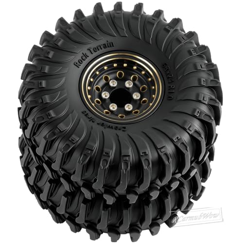 1.0 Beadlock Dually Wheels and Tires for 1/24 1/18 RC Crawler Car SCX24 TRX4M,Soft Mud Tires 1.0 Beadlock Tires Set Brass 1.0 Beadlock Wheels Double Wheels,4pcs,Style3 - style: Style3(4pcs)