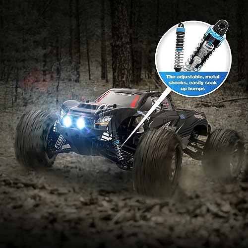 Hosim RC Truck 1:10 Scale 48+ KMH Remote Control Car for Adults, 4X4 All Terrains Off-Road RC Car, Waterproof Electric RC Cars for Boys Age 8-12 Toy Gift, 40+ Min Play with 2 Batteries Monster Trucks - color: Black