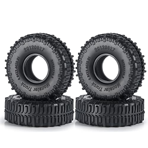 MOHERO 4PCS 1.0" Mud Grappler Rubber Tyre 1.0 Wheel Tires 62 * 22MM for Axial SCX24 90081 AXI00001 002 004 005 006 RC Crawler Car (A Style) - color: C-a Style