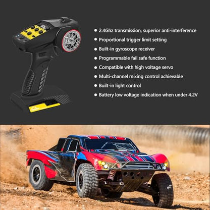 RC Radio System 4CH 2.4G RC Transmitter with Receiver Built-in Gyro and Lanyard Anti-Jamming Remote Controller for RC Car Crawler Boat (Black & Yellow) - color: Black & Yellow, With Gyro