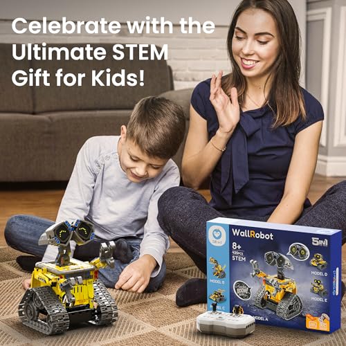 Sillbird Robot Building Kit with Remote Control STEM Gift for Boys Age 8-14 | Coding Robotic Toy, Birthday Presents for Kids, App-Controlled, Buildable 5in1 Models, LED Eyes & Sounds, 473 Pieces - color: Yellow