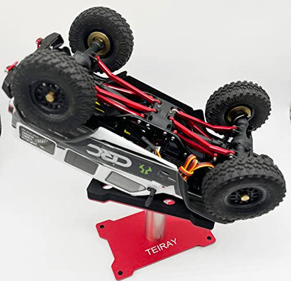 RC Car Work Stand Mat Repair Workstation Aluminum 360 Rotation Height Body Mounts for 1/16 1/18 1/24 SCX24 TRX4M Scale Cars Trucks RC car Display Stand (red) - color: Red
