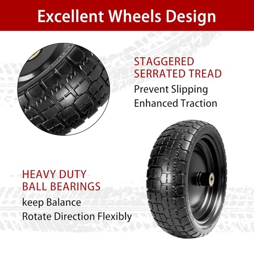 13" Flat Free Tires Compatible with Gorilla Carts,4.00-6 Solid Rubber Wheels with 5/8"Bearings,2.1"Offset Hub for Wagon Tire,Trailer Tire,Wagon Wheel Replacement,13 Trailer Tire Wheel(2-Pack) - size: 2pcs