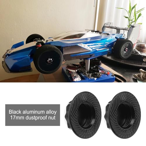 4Pcs RC Car 17mm Hex Wheel Nut Anti-Dust Cover Nut Replacement Fit for 1/8 RC Car Model RC Off-Road Truck Compatible with Redcat Compatible with E-Revo, Black - color: Black