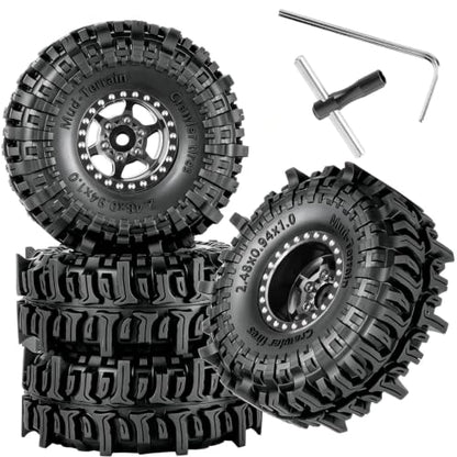 1.0 RC Wheel RC Tires for 1/18 1/24 Trx4 m Axia l SCX24,1.0" Beadlock RC Truck Tires and Wheel Highway Tires Wheel Rim,Rubber Tires Aluminium Wheel Rim,Black - color: Black(1.0tires)
