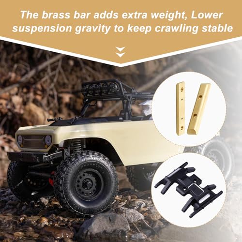SCX24 Skid Plate and Brass Chassis Weight Bar Upgrades for Axial SCX24 Gladiator Bronco Deadbolt C10 Wrangler