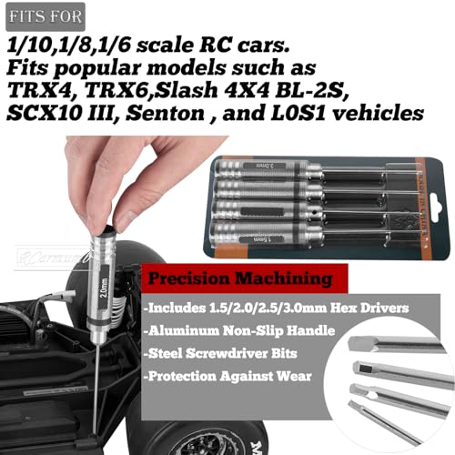 RC Tool Kit 1.5/2.0/2.5/3.0mm Hex,4.0/5.5/7.0/8.0mm Nut Driver,17mm Wheel Hex,Shock Plier,Bearing Tool,Screwdriver Set for 1/10 Trx4 Slash 4X4 BL-2S SCX10 III,SENTON L0S1 1/8,1/6 Trx6,Red - color: Red(1set)