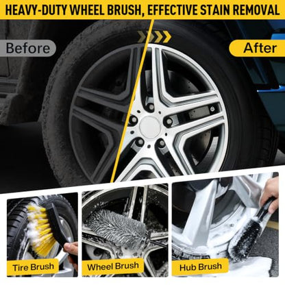 40 Pcs Car Detailing Kit Interior, Tote Includes Premium Drill Brush | Windshield Cleaning Tool Interior,Detailing Brushes Tire Brush Towels and Wheel Car Wash Kit for Cars, Trucks and Motorcycles - size: 40Pcs