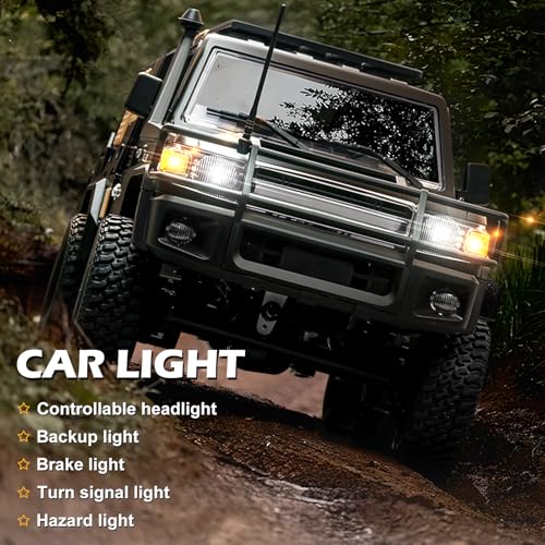 RC Crawler, 1:12 Scale MN82 New Upgrades MN-82S 4WD LC79 Land Cruiser Rock Crawler with Lights, Speed Adjustment, Upgraded Trunk 2.4GHz RTR RC Rock Truck for Teens Adults-DIY Customization
