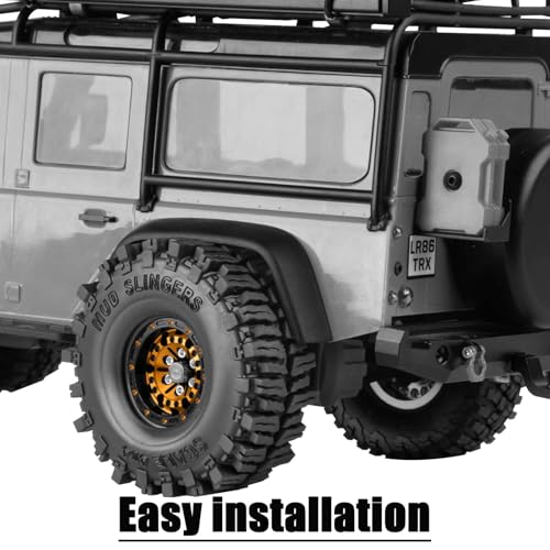 1.0 RC Wheels RC Truck Tires for 1/18 1/24 TRX4M,SCX24,FCX24 RC Crawler,Alloy 1.0‘’ Beadlock RC Truck Tires RC Wheels (4pcs Gold) - color: C-gold