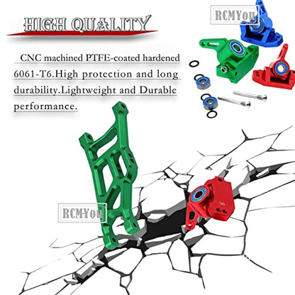 Upgrades Part for 1/10 Slash 2WD,Alloy Front Rear Suspension Arm,Caster Block,Steering Blocks,Rear Stub Axle Carriers Upgrades Hops Up Set for Slash 2WD,Green - color: Green