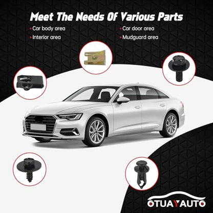 OTUAYAUTO 150PCS Car Screws and Bolts - Undertray Screws, Fender Screws,Car Clips Plastic Rivet Fasteners, Universal U-Nuts Kit Engine Under Cover Splash Shield Guard Body Bolts - size: 150Pcs 5 Sizes Clips
