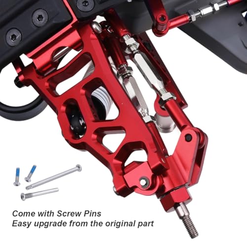 Hobbypark Aluminum Front & Rear Suspension A-Arms Set,Tie Bar for 1/10 Traxxas Slash 2WD RC Car Upgrade Parts Hop Ups, Replacement of 2555 3631 2532,Red - color: Red
