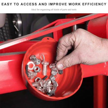 Magnetic Nut Cup, Curved Magnetic Parts Tray Bolts Organizer Holds Up to 5 Pounds, Multi-Use Nuts Screws Bowl Small Parts Tray Attaches to Metal Surface, Car Accessories (Red) - color: Red