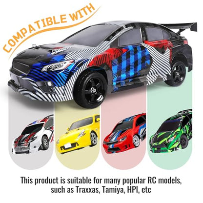 1/10 RC Touring Wheel Rims & Rubber Tires 12mm Hex Fit Traxxas 4tec 2.0 3.0 Tamiya Redcat Racing HPI HSP Exceed 1:10 Scale RC On-Road Racing Car, with Foam Inserts, Non-glued