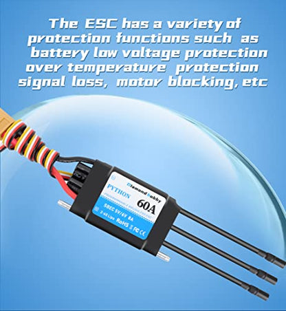 DH 60A 2-6S Waterproof Brushless ESC Electronic Speed Controller with 5V/6V 8A BEC and XT60 3.5mm Banana Head Connector for Model Ship RC Boat - size: 60A