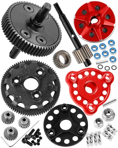 RC 48P&83T Upgrades Parts Spur Gear&Slipper Clutch&Transmission Gear&Slipper Rebuild Kit for 1/10 Slash/Rustler/Stampede/Bandit 2WD(VXL),Pressure Plate Hops up,Red - color: Red(48P&83T)