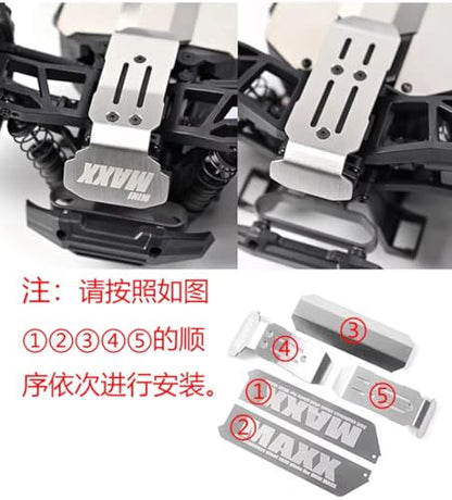 Mini Maxx Skid Plate, Stainless Steel Chassis Armor Protect for TRAXXAS Mini Maxx Front Center Rear Skid Plate Upgrade Parts(5pcs/Set)