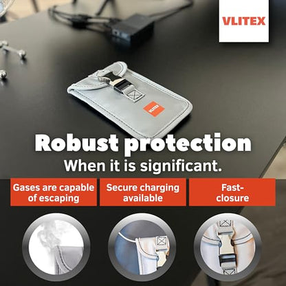 VLITEX Battery Storage Pouch | Engineered in Germany | Fireproof Layers | Safeguard Smartphones, Powerbanks, Lithium Batteries, Electronic Devices, etc. | Small Lipo Safe Bag