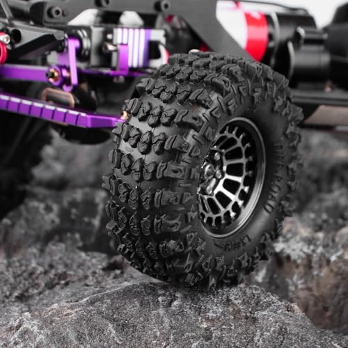 GLOBACT 1.3 Wheels Tires Offset -3.75mm for SCX24 AX24 TRX4M 1/18 1/24, BK - color: Black
