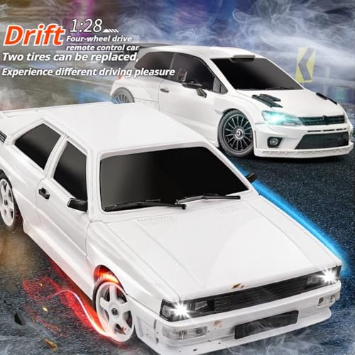 LD2804 1/28 RC Drift Car, Full Proportional 4WD Remote Control Racing Vehicle, High Speed Electric Car for Adults, Mini Hobby Grade Model Gift (White) - color: White (Ld2804)