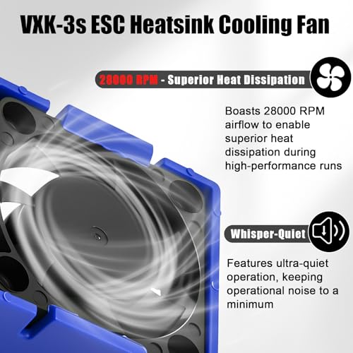 VXL-3s ESC Heat Sink Cooling Fan 28000RPM ESC Fan Heatsink for 1/8 1/10 RC Car Truck, Compatible with Traxxas Bandit/Slash/Stampede/Rustler 2WD/4X4 VXL-3s, Replace for #3340 Velineon (Blue) - style: Blue
