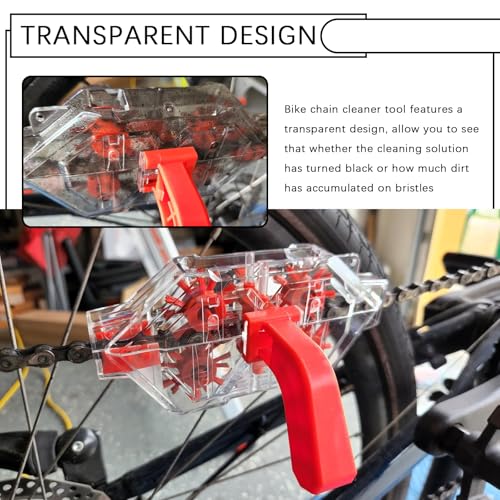 Bike Chain Cleaner Tool with Built-in Roller & Vertical Brush | 2026 Upgraded Transparent Bicycle Chain Cleaner,Portable Bike Chains Cleaning Kit for Chains Deep Cleaning
