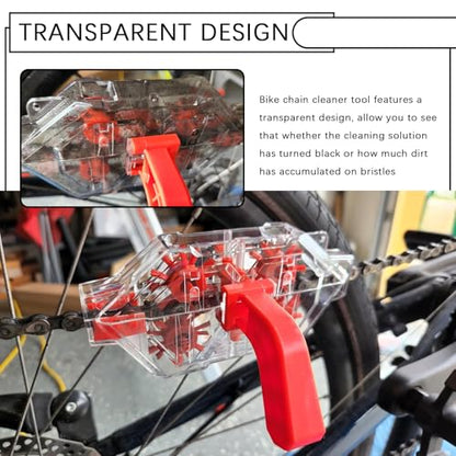 Bike Chain Cleaner Tool with Built-in Roller & Vertical Brush | 2026 Upgraded Transparent Bicycle Chain Cleaner,Portable Bike Chains Cleaning Kit for Chains Deep Cleaning
