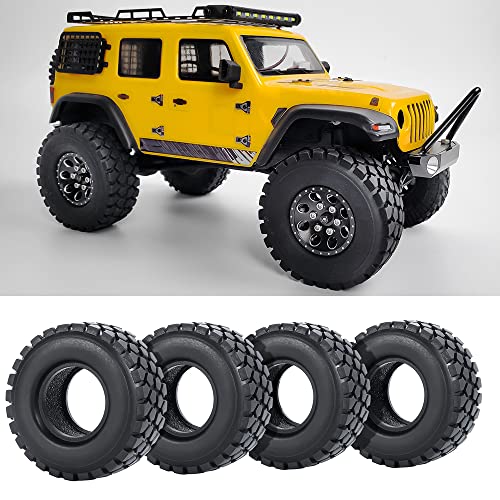 RCLIONS 4pcs Rubber Micro 1" RC Wheel Tyres Tires with Foam Insert for All 1/24 Axial SCX24 Deadbolt JLU Dodge Gladiator RC Crawler Truck Car (54mm) - size: 54mm
