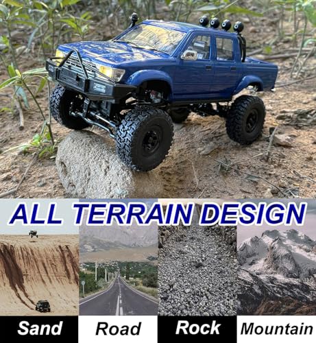 WPLDEWAN RC Rock Crawler WPL C64-1 RC Truck 4x4 Off Road Pickup | 1/16 RC Crawler Hobby RTR All Terrain 260 Motor Upgraded Chassis 2.4GHz Proportional Throttle Steering Adult